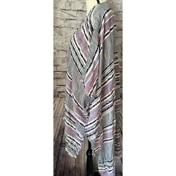 American Eagle Kimono Cover Up Open Front Caridgan Longline Boho Fringe One Size - Picture 6 of 7